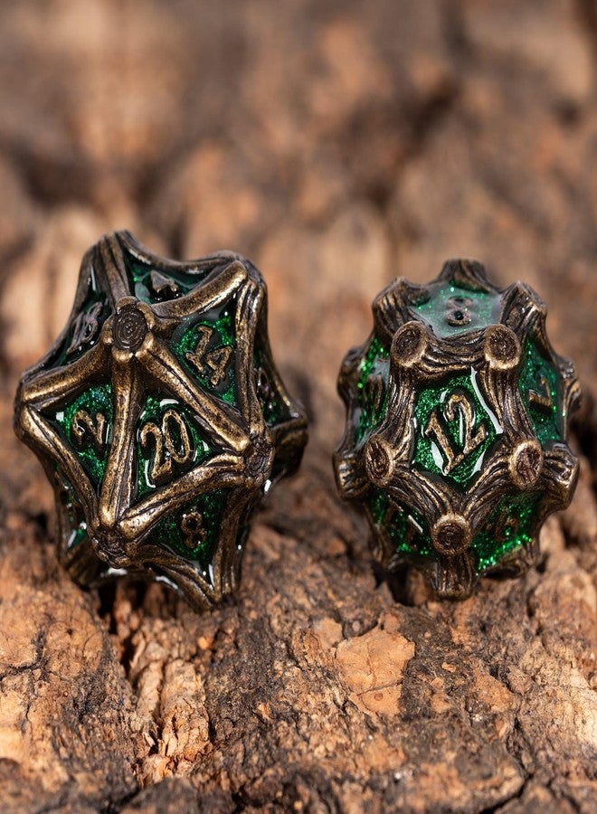 HDdais 7 Piece Metal DND Dice Bronze Metal Dice Set D&D with Leather Bag for Role Playing Game and Board Game - Image 3